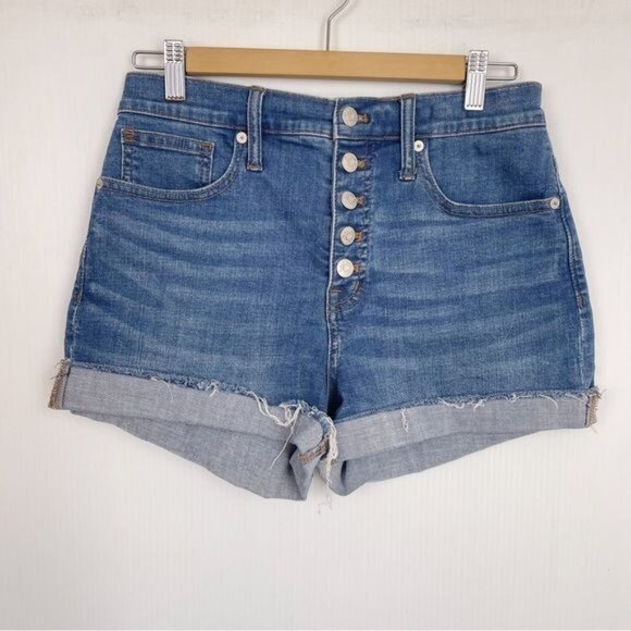 Madewell High-Rise Denim Shorts in Derby Wash Button-Front Edition size 26 - Picture 1 of 10